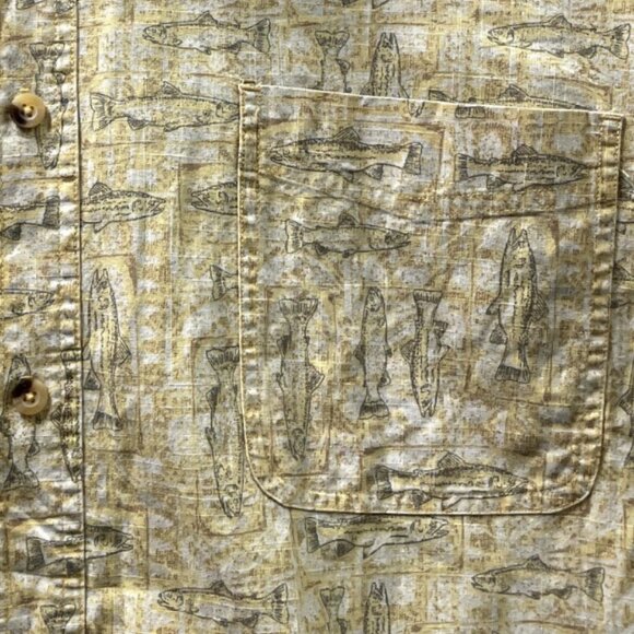 Isle of Palms Panama Jack Shirt Adult Size 2XL Yellow Gray Fish Button Men's - Picture 3 of 7